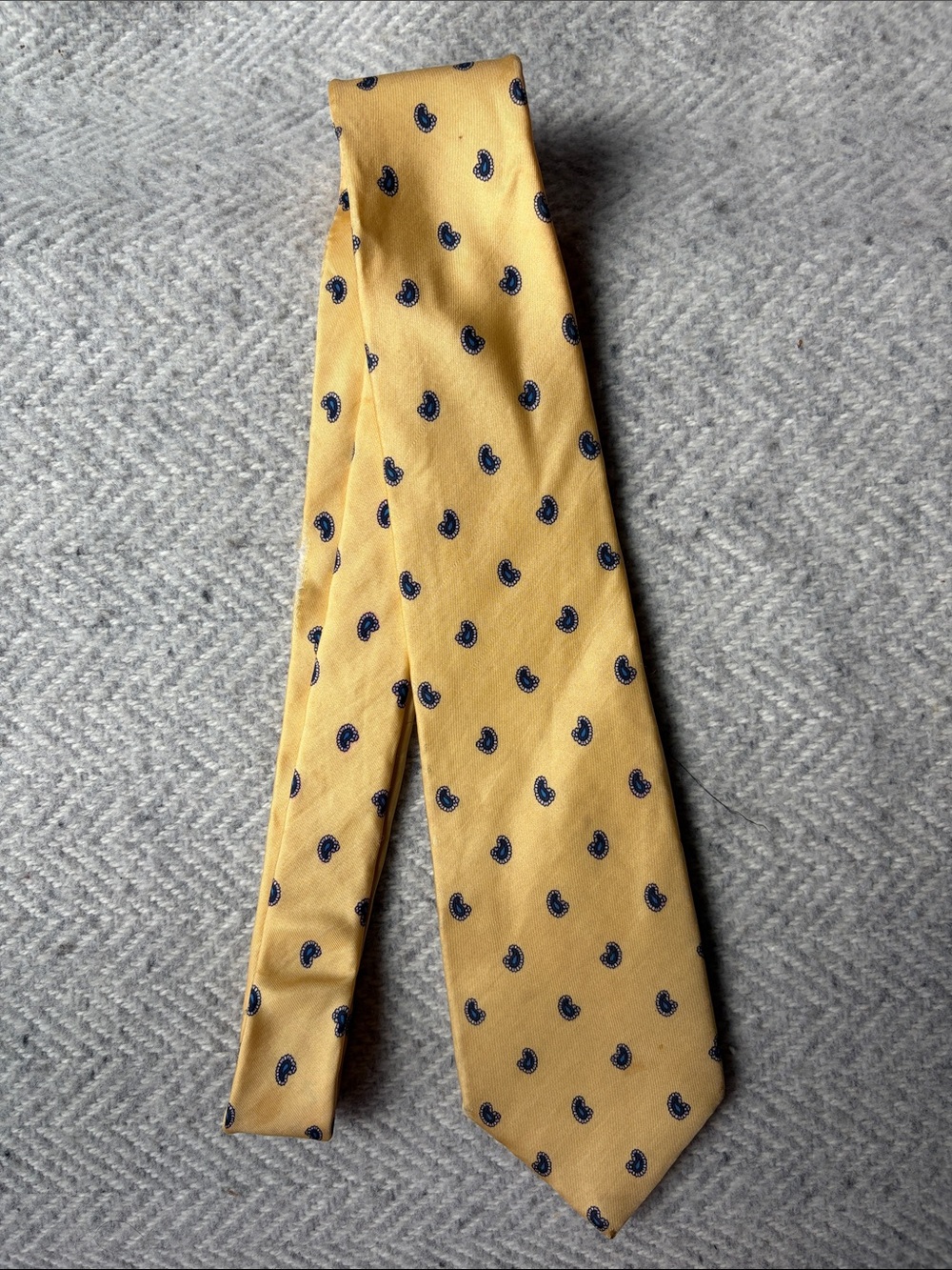 Dior Yellow Tie with Navy Paisley Motif